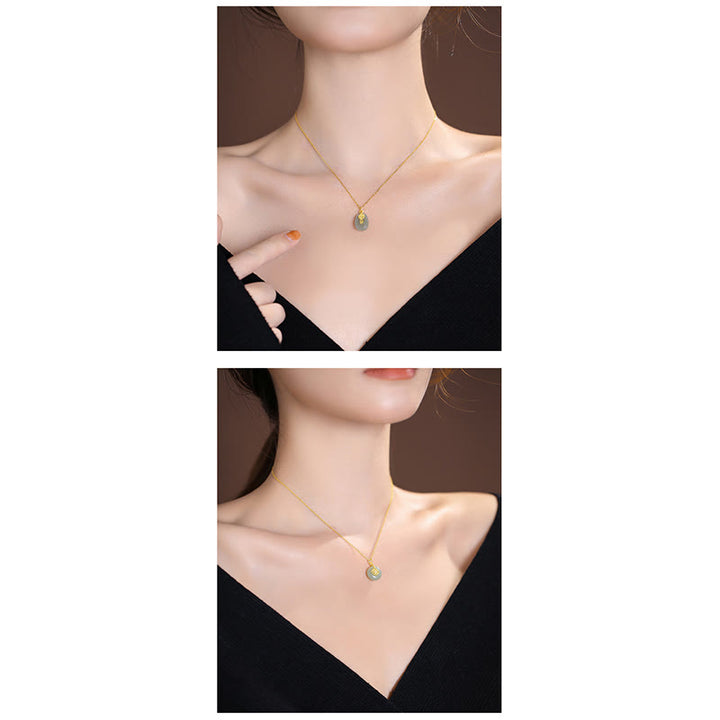 Collar con colgante de mariposa de Buda sonriente de la suerte, Jade cian Natural de Plata de Ley 925 - image 29