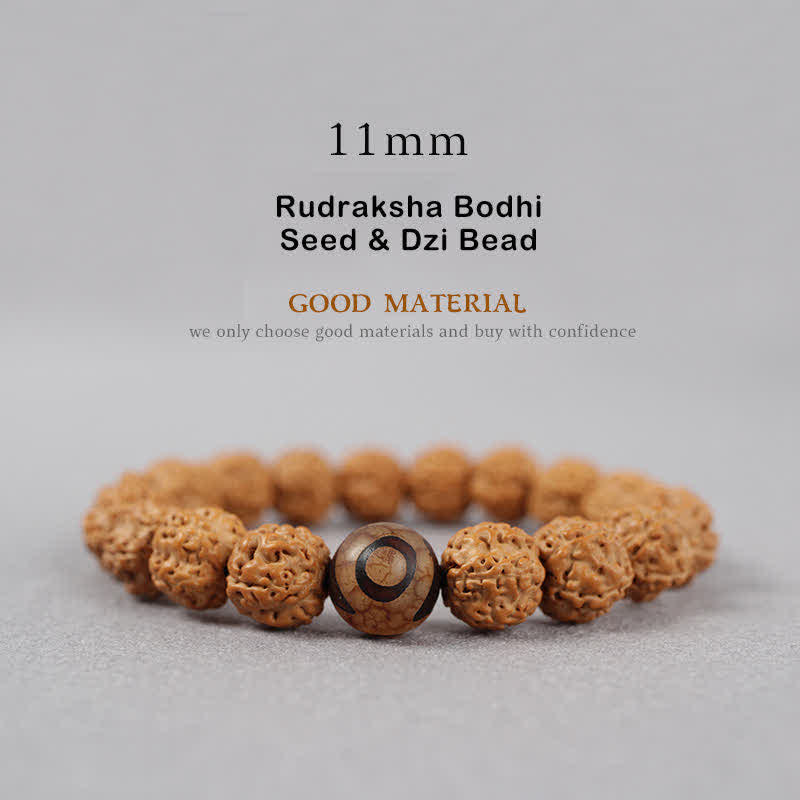 Buddha Stones Tíbet Rudraksha Bodhi Semilla Dzi Cuenta Ámbar Turquesa Pulsera de Riqueza