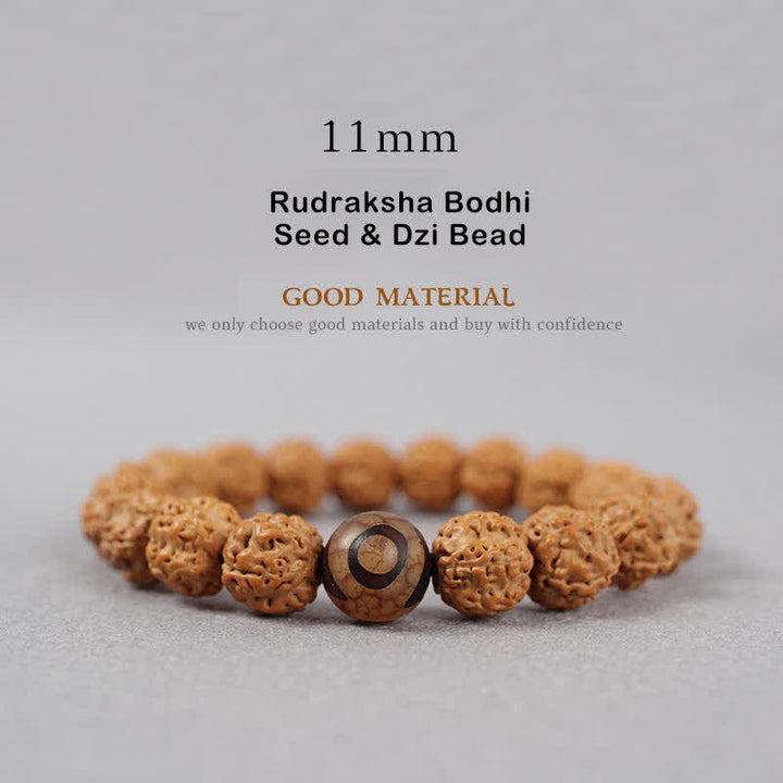 Buddha Stones Tíbet Rudraksha Bodhi Semilla Dzi Cuenta Ámbar Turquesa Pulsera de Riqueza