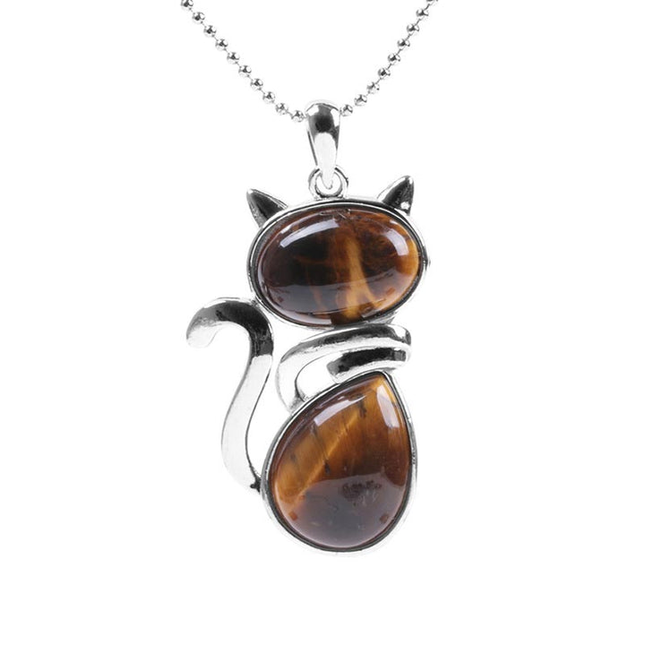 Colgante de collar de protección de cristal natural con diseño de gato de Buddha Stones - image 16