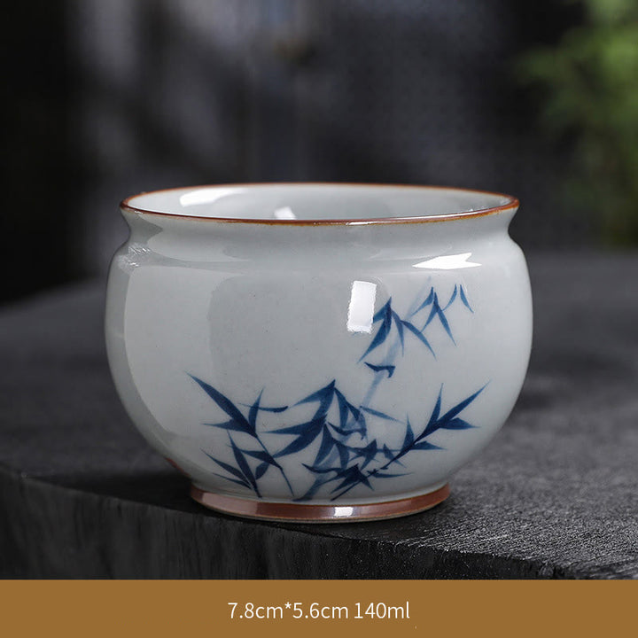 Tazas de té de cerámica de bambú con hojas de flor de loto y Buddha Stones, tazas de té de Kung Fu