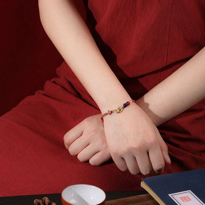 Pulsera auspiciosa de loto con doble hebilla de la paz de plata de ley 925 con Buddha Stones