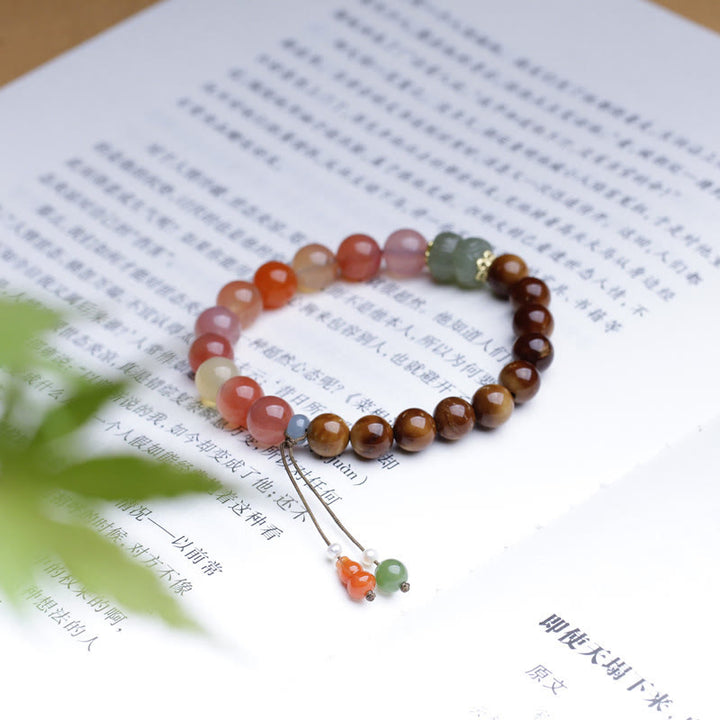 Pulsera de protección de la riqueza de jade hetiano de ágata Yanyuan con semillas de Kuka y Buddha Stones