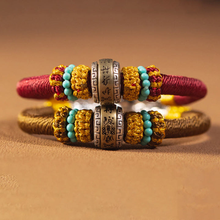 Pulsera trenzada de protección de la suerte con nudo King Kong, amuleto tibetano hecho a mano con Buddha Stones
