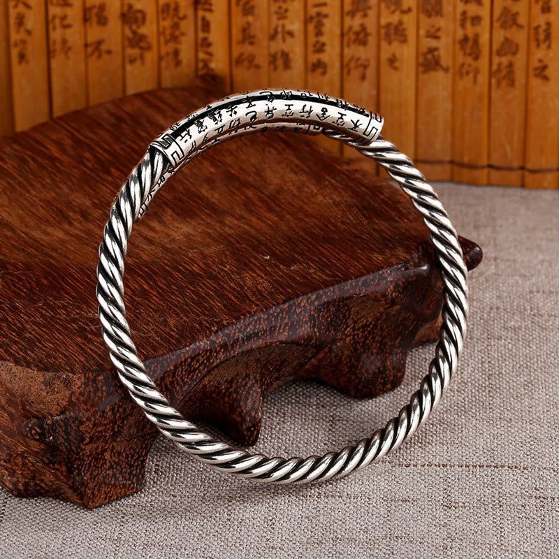 Brazalete de pulsera de equilibrio con diseño retorcido de Sutra de corazón Retro de Buddha Stones
