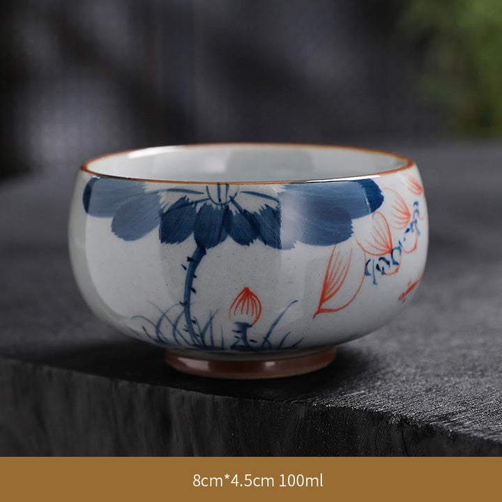 Tazas de té de cerámica de bambú con hojas de flor de loto y Buddha Stones, tazas de té de Kung Fu