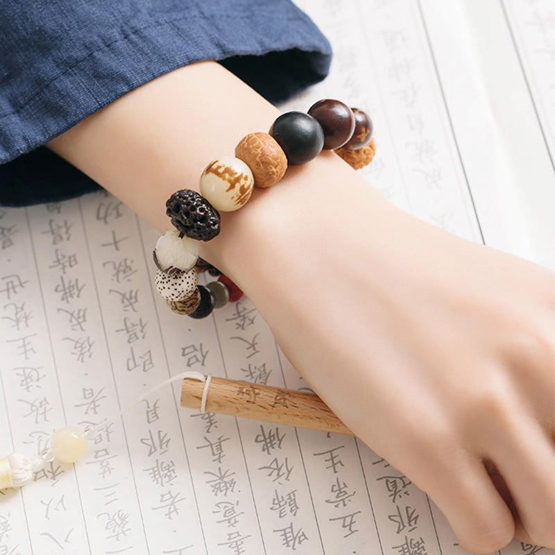 Pulsera Mala de muñeca de la paz de la sabiduría del loto de la semilla de Bodhi