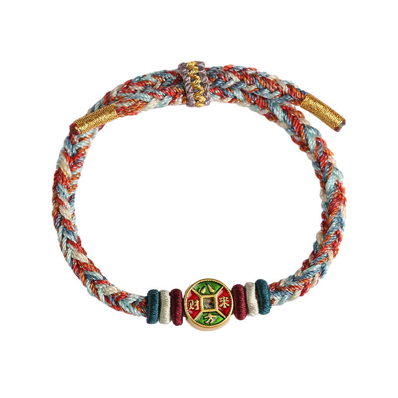 ❗❗❗Una venta flash: Buddha Stones, cuerda colorida, la riqueza viene de todas las direcciones, pulsera de la suerte hecha a mano con ocho hilos y nudo de la paz