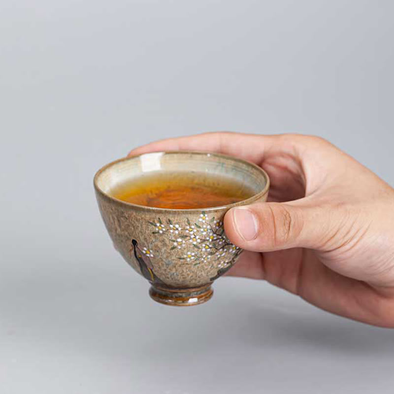 Buddha Stones Jingdezhen pintadas a mano Ru Kiln porcelana Hanfu niña flor taza de té de cerámica tazas de té Kung Fu
