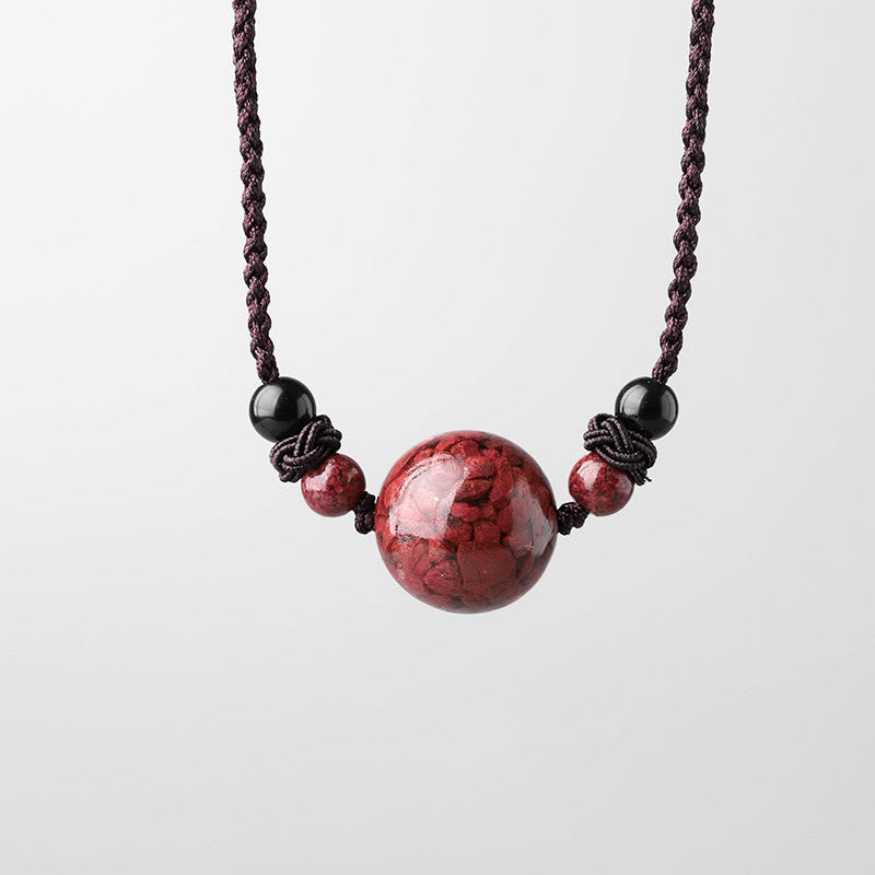 Colgante de collar con cuentas de piedras de cinabrio naturales , Buddha Stones