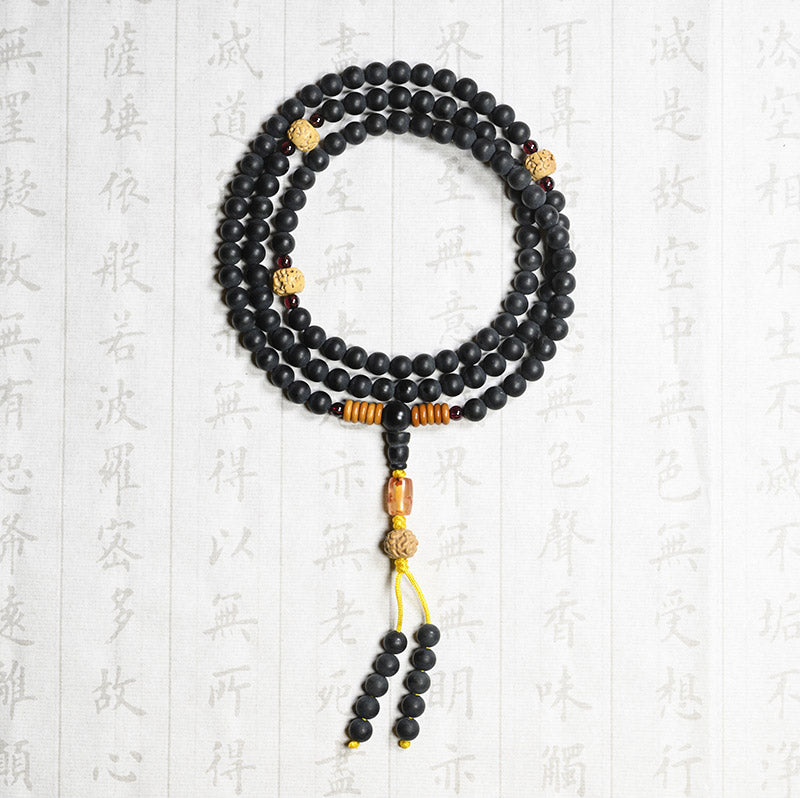 Pulsera curativa de ágata roja con semillas de ciprés tibetano Mala tibetano de Buddha Stones