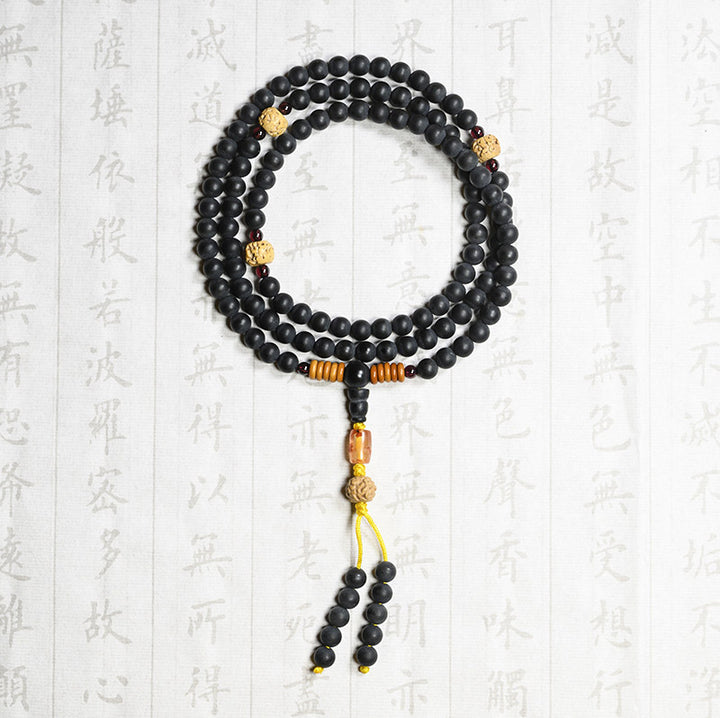 Pulsera curativa de ágata roja con semillas de ciprés tibetano Mala tibetano de Buddha Stones
