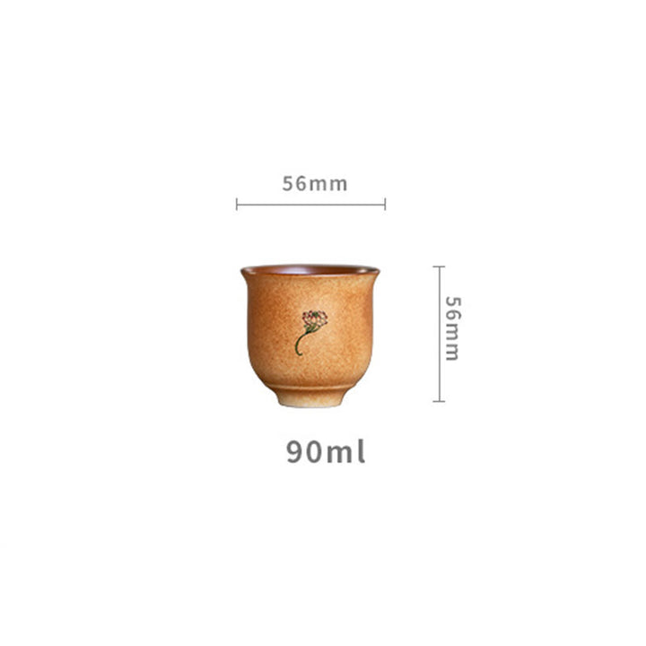 Buddha Stones pequeños frescos de Dunhuang taza de té de cerámica de loto taza de té de Kung Fu 90ml