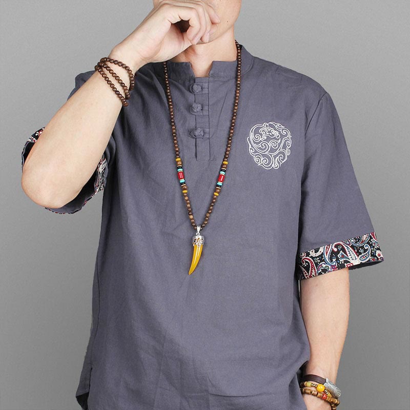 Colgante de collar de meditación de protección estilo cuerno de piedra turquesa de madera de wengué