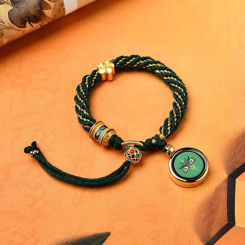Buddha Stones Tíbet hechas a mano cinco dioses de la riqueza suerte amuleto Thangka rueda de oración flor encanto tejido pulsera de cuerda