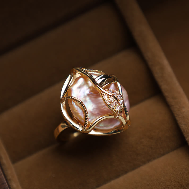 Anillo de riqueza de felicidad de flor de oro chapado en cobre y Buddha Stones