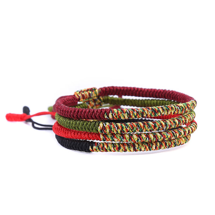 Pulsera trenzada de fuerza de la suerte con nudo King Kong multicolor hecha a mano tibetana con Buddha Stones
