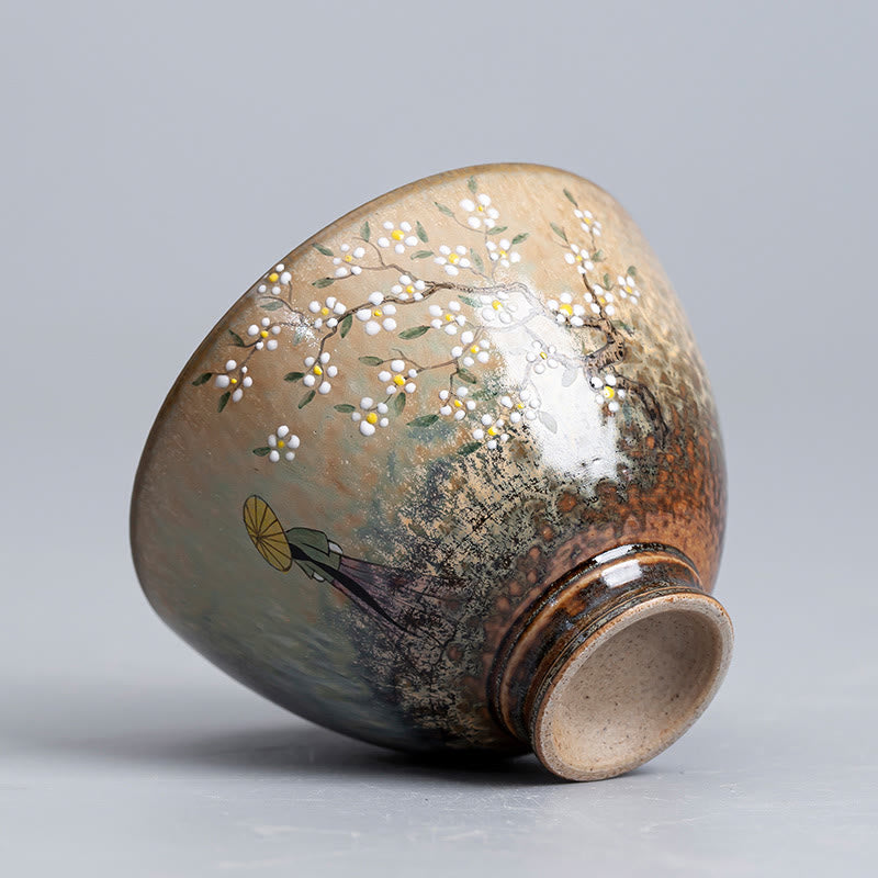Buddha Stones Jingdezhen pintadas a mano Ru Kiln porcelana Hanfu niña flor taza de té de cerámica tazas de té Kung Fu