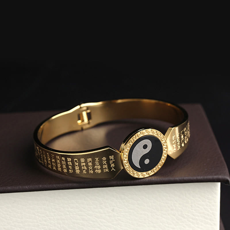 Brazalete de armonía de acero de titanio con Buddha Stones Yin Yang Lotus Om Mani Padme Hum Mantra