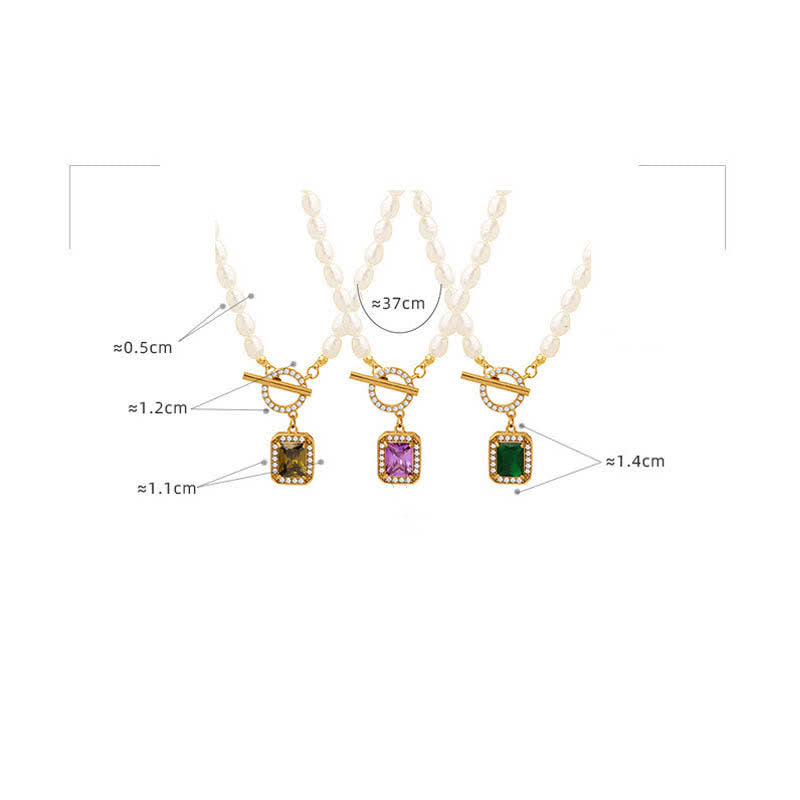 Colgante de collar con dije de riqueza de circonitas y perlas