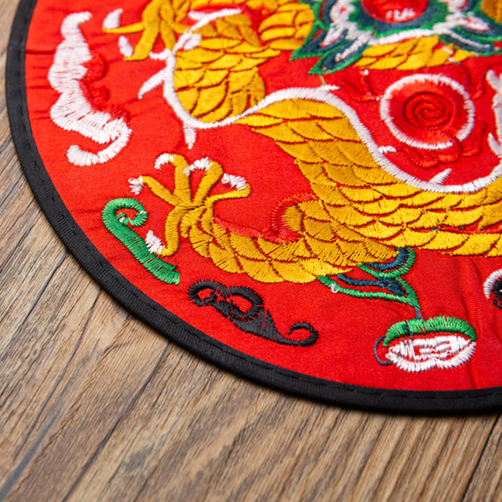 Tapete para taza de Bordado de dragón con Buddha Stones, posavasos para taza de té, tapete para té de Kung Fu