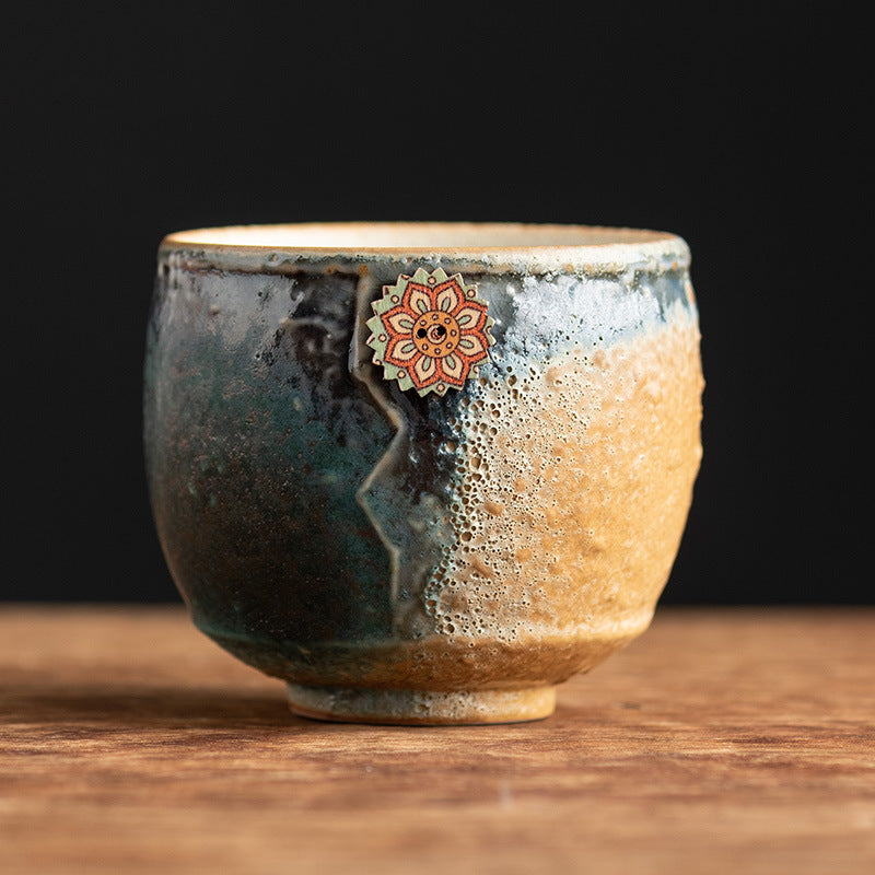 Taza de café de cerámica con cambio de horno de girasol de Buddha Stones , taza de café expreso con leche y té, 250ml