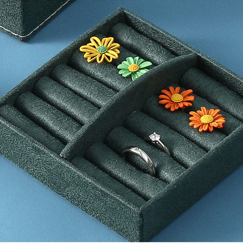 Caja organizadora de joyas con Buddha Stones, caja de almacenamiento de joyas de tres capas, caja de regalo de franela