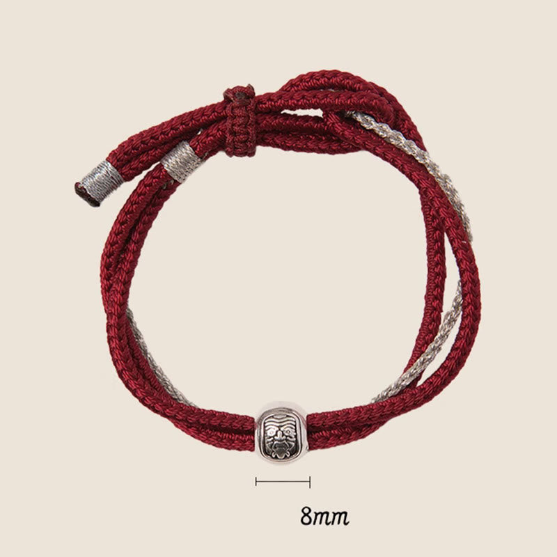Pulsera de cuerda de la suerte de la diosa de la riqueza Zakiram tibetana de plata de ley 925 con Buddha Stones