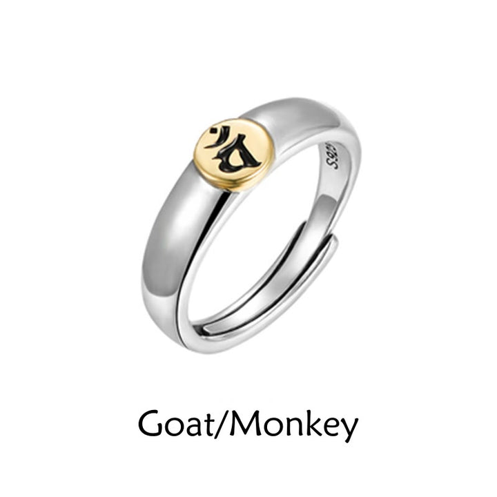 Anillo de paz de Buda Natal con Buddha Stones de Buda tibetanas Om Mani Padme Hum talladas del zodíaco chino