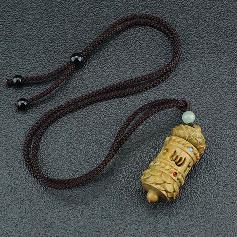 Buddha Stones Tíbet Sándalo Verde Palisandro Om Mani Padme Hum Loto Collar Calmante Positivo Colgante - image 6