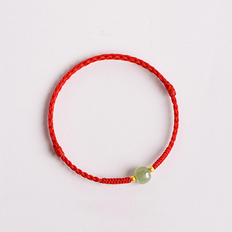 Pulsera trenzada de prosperidad con cuentas de la suerte de jade hecha a mano con Buddha Stones