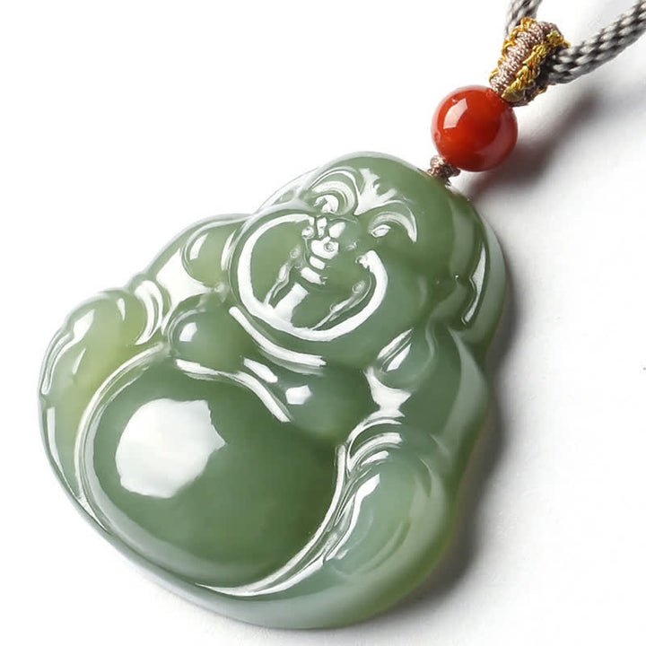 Colgante de cadena con collar de abundancia de jade hetiano de Buda sonriente - image 10