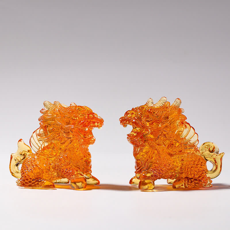 Buddha Stones Feng Shui Kirin, pieza de arte de cristal Liuli hecha a mano, decoración para el hogar y la Oficina