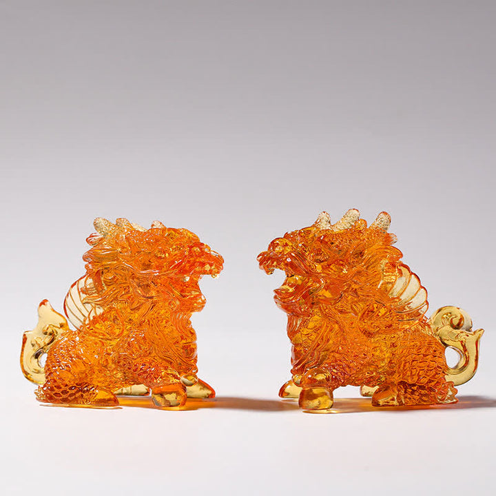 Buddha Stones Feng Shui Kirin, pieza de arte de cristal Liuli hecha a mano, decoración para el hogar y la Oficina