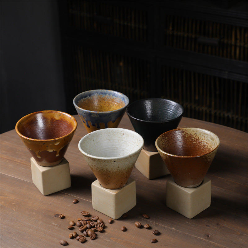 Taza de café de cerámica con degradado Vintage de Buddha Stones, taza de café expreso con leche y té con Base de 200ml