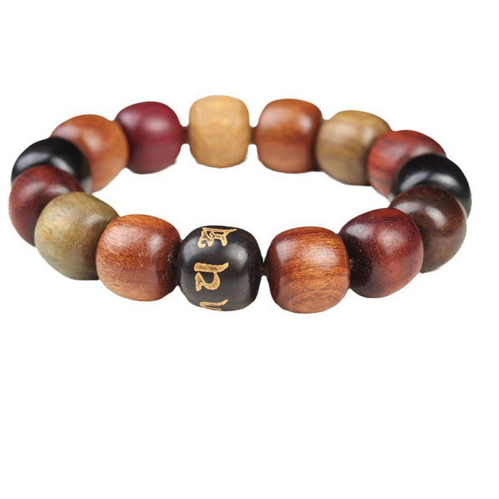 Pulsera de pureza Om Mani Padme Hum de varias maderas del Tíbet con Buddha Stones