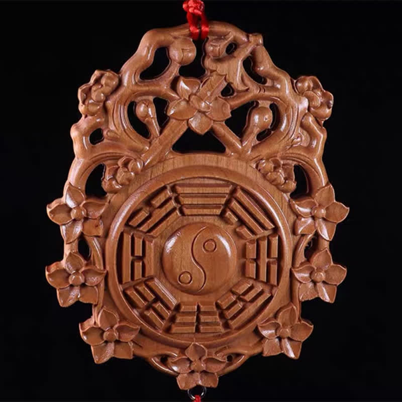 Mapa Feng Shui Bagua Madera de Durazno Mapa de Energía de Equilibrio Anudado Chino - 16*13 cm - image 1
