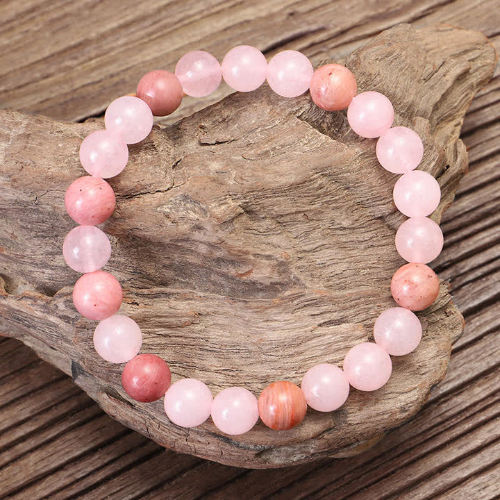 Pulsera con borlas de amor de cristal rosa de 108 cuentas Mala