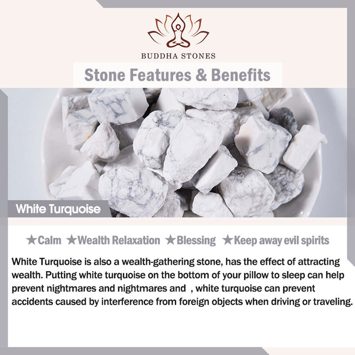 Buddha Stones 12 Constelaciones del Zodíaco Piedra Natural Esmerilada Pulsera de la Fortuna con Cuentas de Turquesa Blanca
