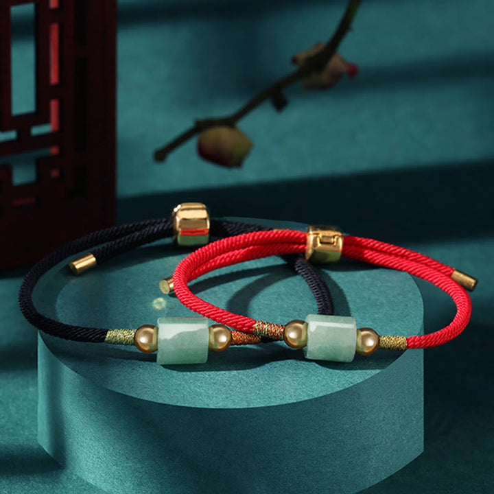 Pulsera de cuerda trenzada hecha a mano con Buddha Stones, Aventurina verde, piedra roja, malaquita, protección de la suerte, Tíbet
