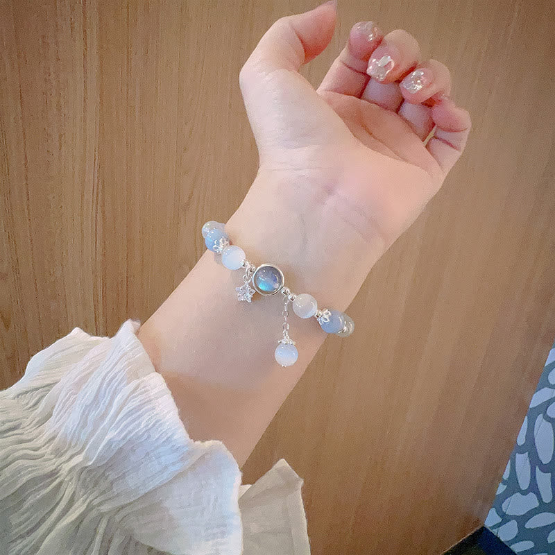 Pulsera de soporte con dije de estrella, mariposa, piedra lunar, ojo de gato, Buddha Stones