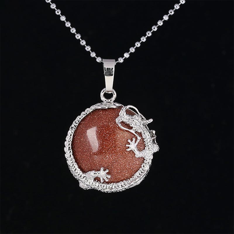 Colgante de collar de energía curativa de cristal de cuarzo Natural de dragón chino con Buddha Stones - Arena marrón - image 5
