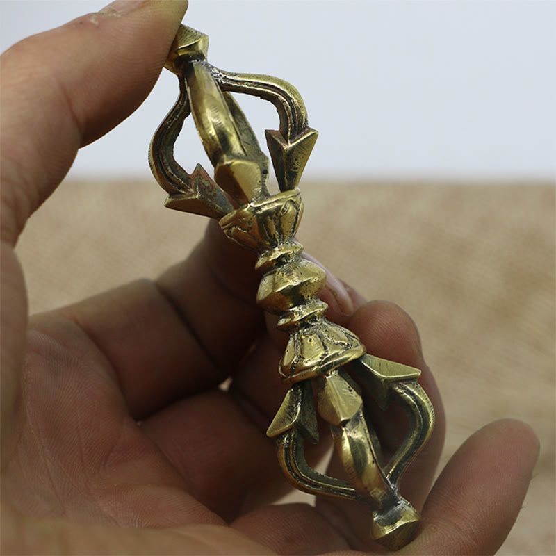 Buddha Stones hechas a mano Nepal pequeñas cinco puntas Vajra Dorje fuerza decoración de cobre