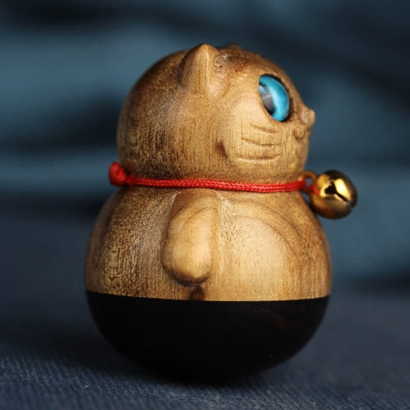 Buddha Stones Mini gato de la suerte gatito Phoebe Zhennan decoración de bendición de madera - image 12