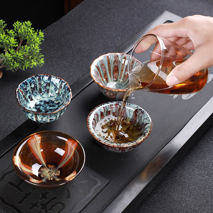 Tazas de té de cerámica coloridas con Buddha Stones para el hogar y la oficina