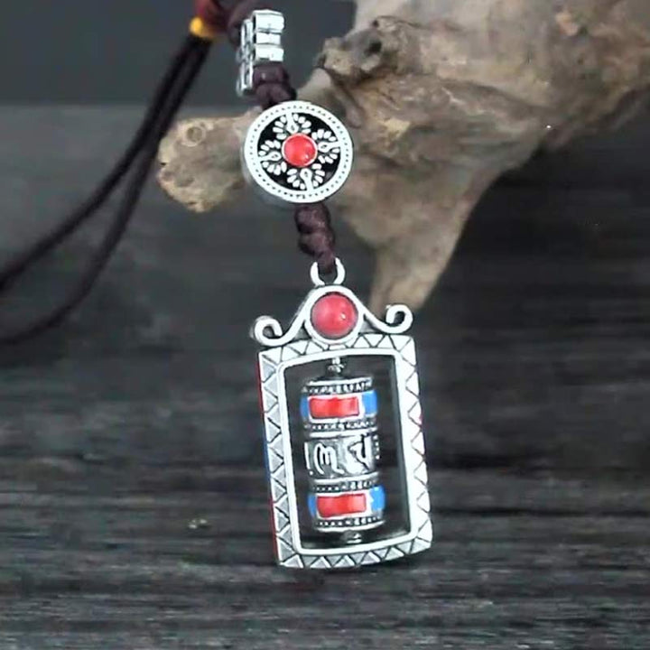 Seis palabras verdaderas rueda de oración rotación nudo bendición llavero decoración