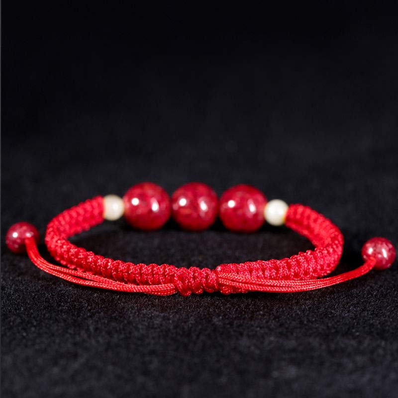 Pulsera de hilo rojo con bendición de cinabrio de Buddha Stones para niños
