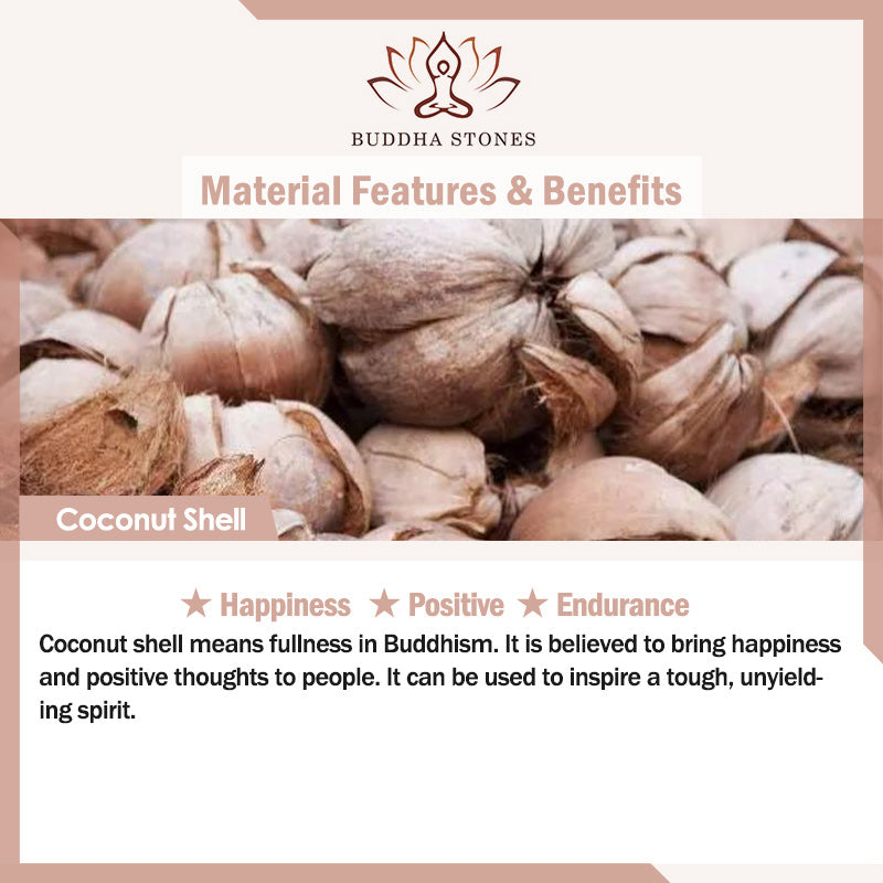 Pulsera positiva Om Mani Padme Hum de concha de coco tibetano natural con Buddha Stones
