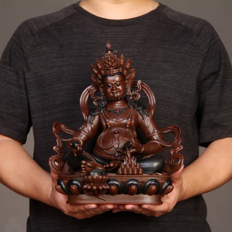 Estatuilla amarilla de Jambhala Bodhisattva, estatua de cobre de compasión, decoración para el hogar y la Oficina
