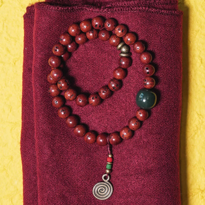 Pulsera de la suerte de la paz del cobre del jade cian de la semilla de Bodhi
